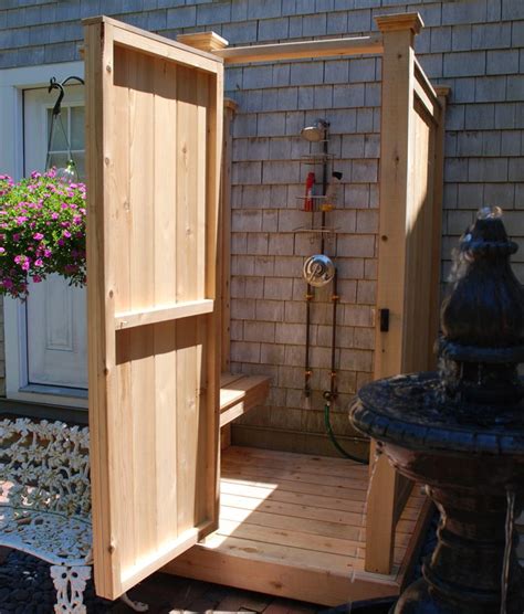 Shower Bench For Cedar Outdoor Showers Cape Cod Shower Kits Outdoor Shower Kits Portable
