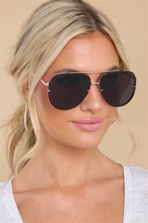 Simple Rose Gold Aviator Sunglasses All Accessories Red Dress