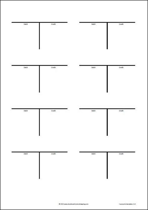T Accounts Template | Double entry journal, Accounting, Journal template