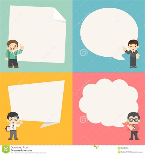 Set Of Businessman With Speech Bubbles Character Stock Vector