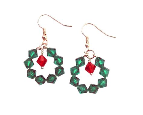 Swarovski Crystal Christmas Wreath Earrings Sparkly Place Fused Glass