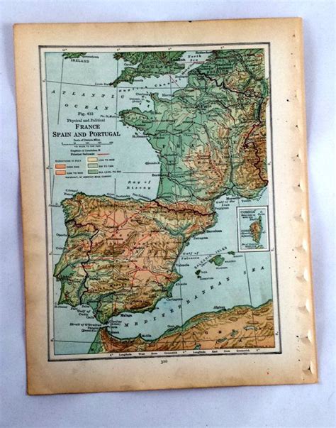 This map shows the papal dominions. France Vintage Map. Antique Map of France Portugal Spain ...
