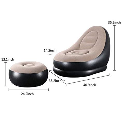Skyshc Inflatable Lounge Chair With Ottoman Blow Up Chaise Lounge Air Lazy Sofa Set Indoor