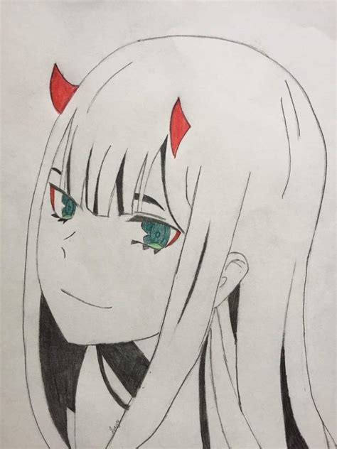 Anime Coloring Page Zero Two And Drawing Coloring Hom