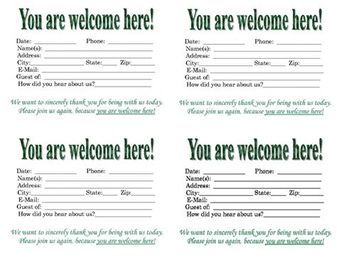 A useful tool for churches in building a relationship with newcomers and for record keeping. Church Visitor Card Template Word ~ Addictionary