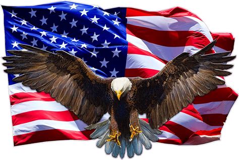 Soaring Bald Eagle American Flag Decal From The United