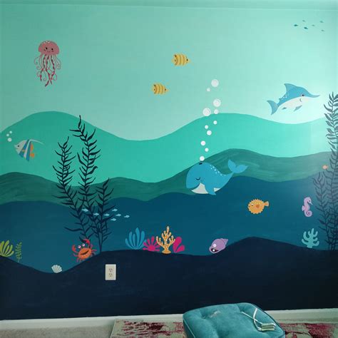 Under The Sea Wall Decal Fishes Wall Decal Ocean Wall Etsy Ocean