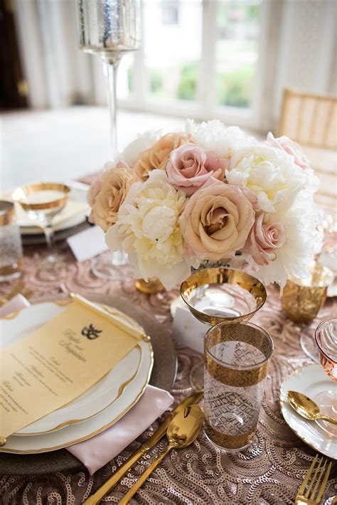 Pink And Rose Gold Wedding Centerpiece Elizabeth Anne Designs The