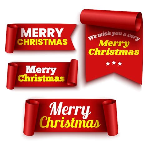 Premium Vector Merry Christmas Message On Ribbons