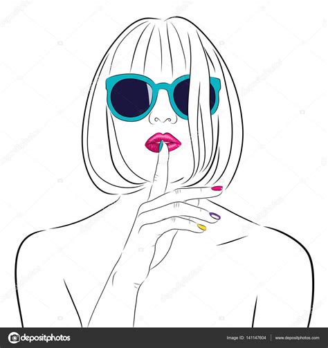 Vector Beautiful Woman Wearing Sunglasses In Contours Stock Vector Image By ©merrydolla 141147604
