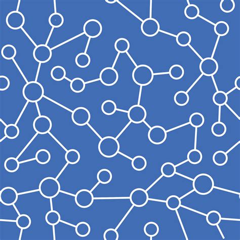 White Molecular Network Outline Repeating Pattern On Blue Background