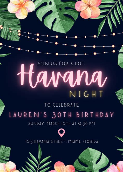 Havana Nights Birthday Invitation Etsy