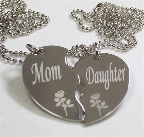 personalized split heart mother daughter necklace set stainless steel ebay