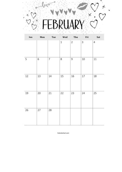 A Calendar With Hearts On It And The Word February Written In Cursive