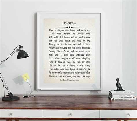 Sonnet 29 By William Shakespeare Poetry Wall Art Poetry Print Etsy