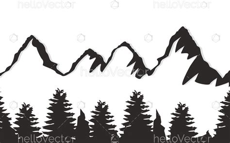 Mountain With Tree Silhouette Vector Download Graphics And Vectors