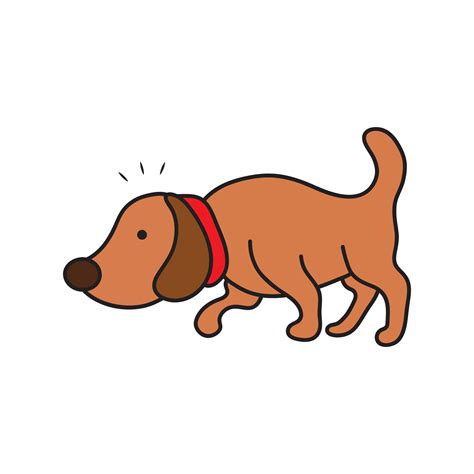 Kids Drawing Cartoon Vector Illustration Dog Sniffing The Ground Icon
