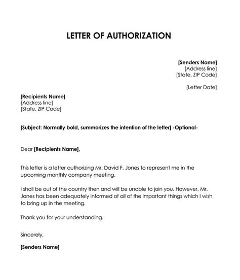 Letter Of Authorization To Represent How To Write Samples