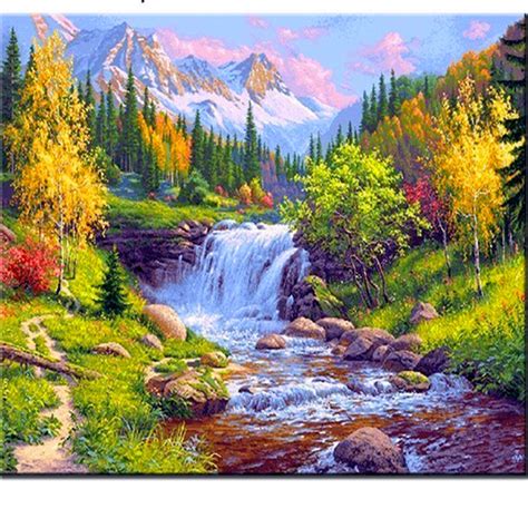 5d Diy Diamond Embroidery Waterfall Diamond Painting Landscape Full