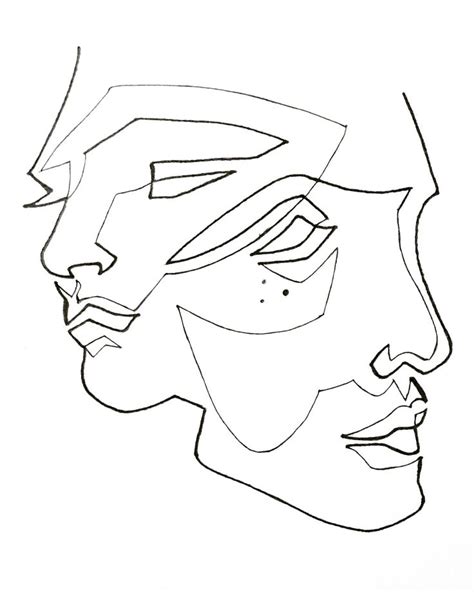 Double Faces Line Sketch Single Line Face