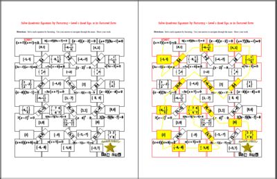 Maze - FREEBIE - Solve Quadratic Equation by Factoring - Level 1 | Solving quadratic equations