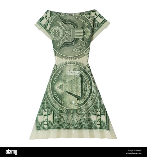 Money Origami Dress Folded With Real One Dollar Bill Isolated On White
