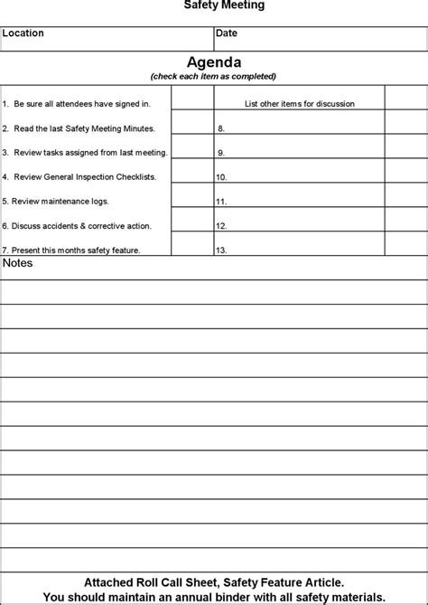 7+ Safety Meeting Agenda Template Free Download
