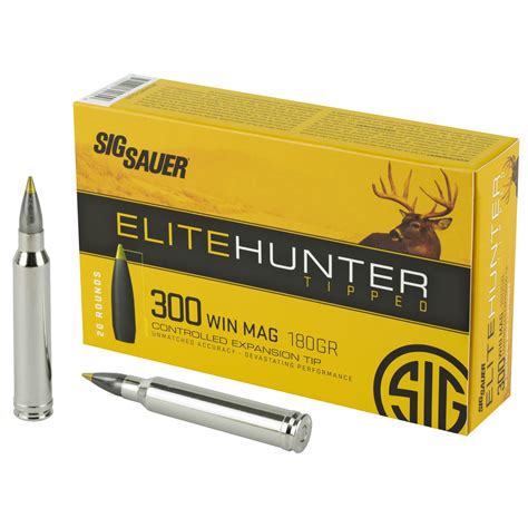Sig Sauer Elite Tipped Hunting 300 Winchester Magnum Ammunition 180 Gr Ballistic Tip 20 Rd