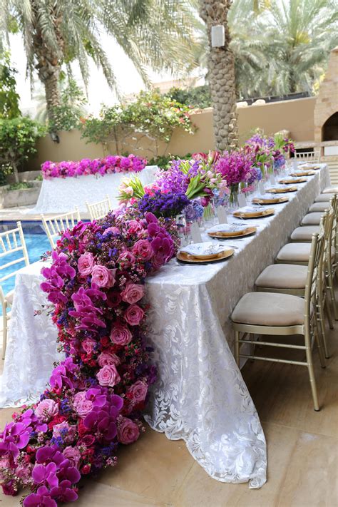 Beautiful Table Flower Runners By Bianca In Dubai Arabia Weddings