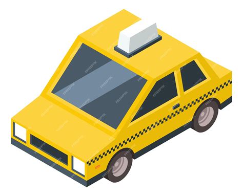 Icono de taxi amarillo. cabina de pasajeros de ciudad isométrica