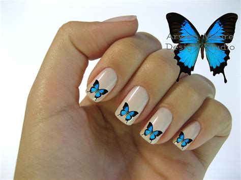 Nails Decorated With Butterflies
