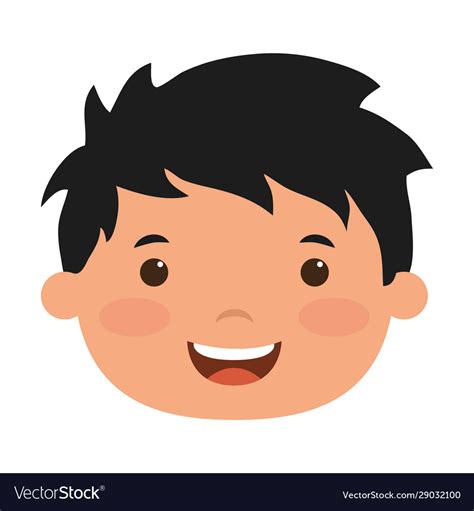 Cute Little Boy Head Comic Character Royalty Free Vector