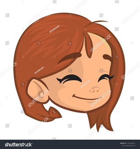 Cartoon Pretty Girl Face Avatar Excited Stock Vector Royalty Free