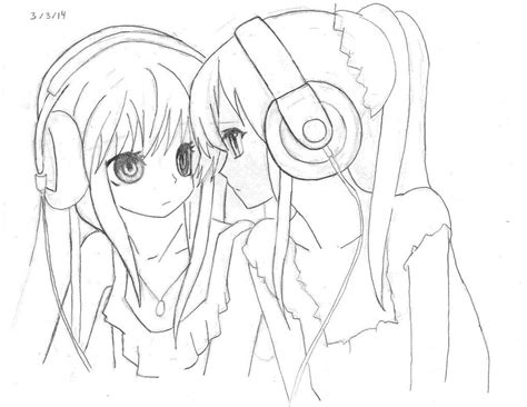 2014 03 03 Anime Girls In Headphones Drawing By Piethedon On Deviantart