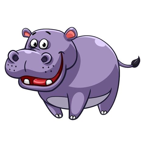 Estilo De Dibujos Animados De Hipopótamo Vector Premium