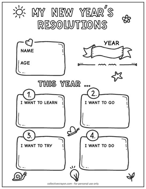 Free Printable New Years Resolutions Template