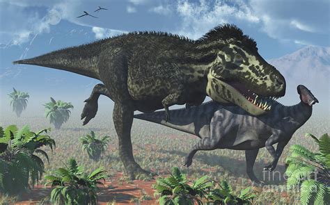 Tyrannosaurus Rex Hunting A Lone Digital Art By Mark Stevenson Fine
