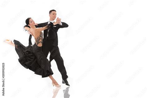 Ballroom Dance Couple In A Dance Pose Isolated On White Stock Photo
