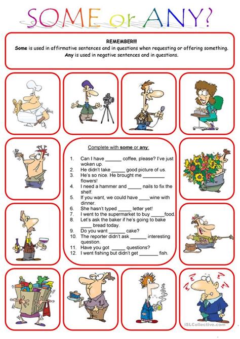 Some And Any English Esl Worksheets For Distance Learning And