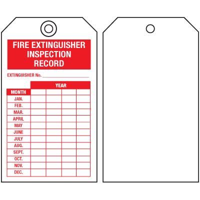 National fire protection association (nfpa) part nfpa 10* occupational safety and health standards. Fire Extinguisher Tags - Inspection Record (Single-Sided ...