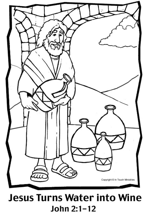 Jesus Turns Water Into Wine Coloring Page Sermons4kid