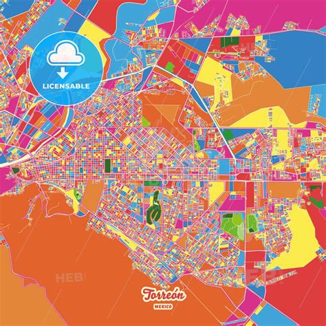 Torreón Coahuila Mexico City Map With Crazy Colors Between Red Blue