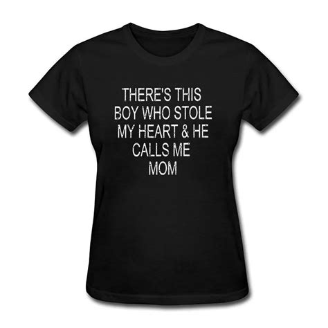 My Heart And He Calls Me Mom Funny T Shirts Women 2018 Summer Short