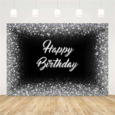Happy Birthday Backdrop For Adult Party Black And Silver Birthday Background For Photography