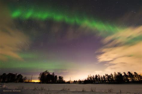 Northern Lights In The Sky Over Murmansk Region · Russia