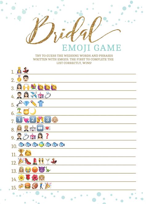 Printable Emoji Pictionary Game For Bridal Shower Pri