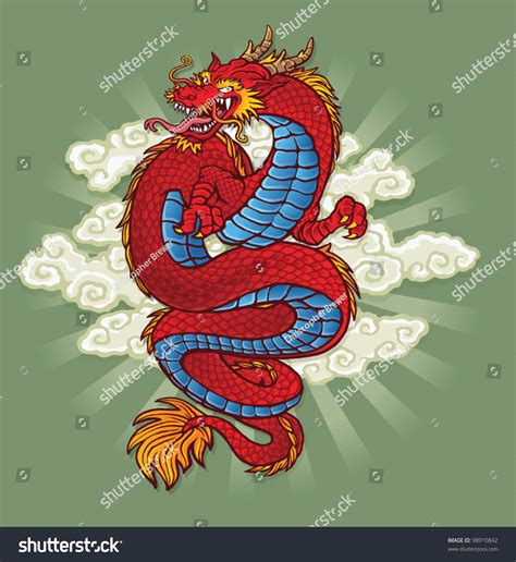 Red Chinese Dragon Stock Vector 98910842 Shutterstock