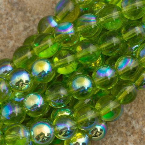 100 Czech 6mm Pressed Glass Round Beads Olivine Ab 50230x Aura Crystals Llc