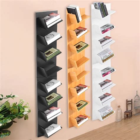 Modern 8 Tier Wall Mounted Books Cds Display Storage Rack Shelf