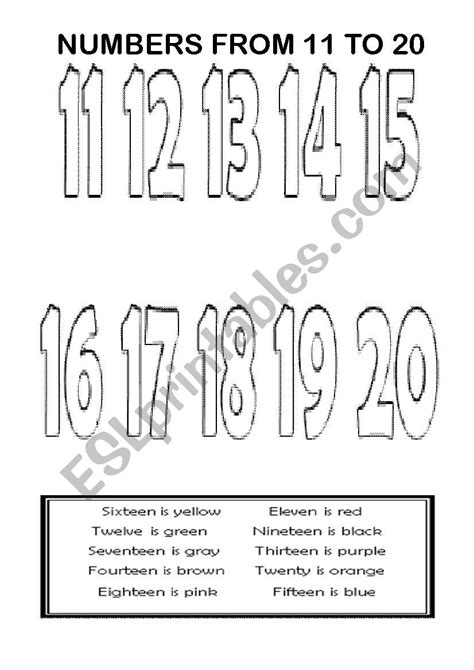 Numbers From 11 To 20 Esl Worksheet By Civii11